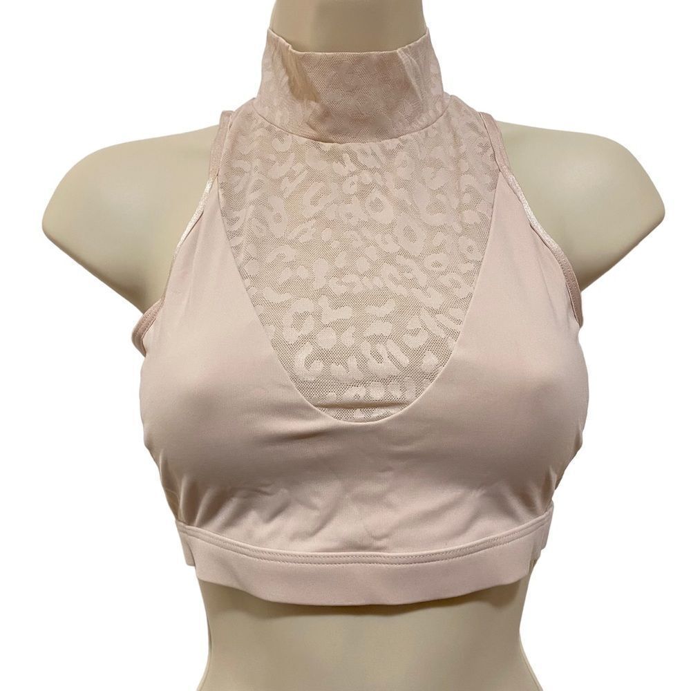VICTORIAS SECRET Pink Mesh Mock Neck Cropped Bra Tank Top